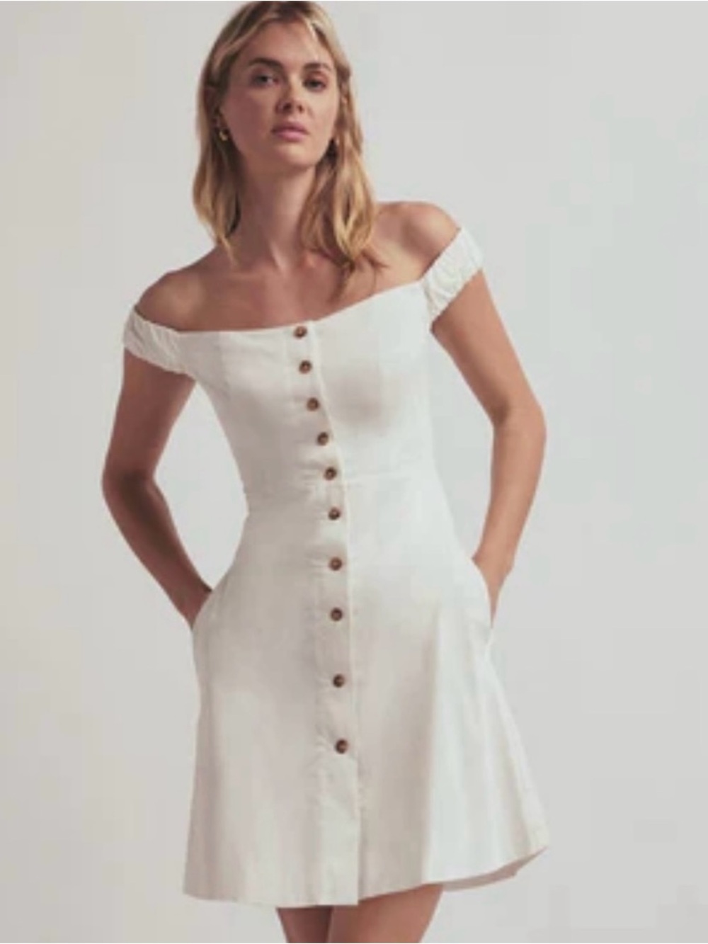 NWT $258 Favorite Daughter The Lovesick White Mini Smocked Back A-Line Dress 8